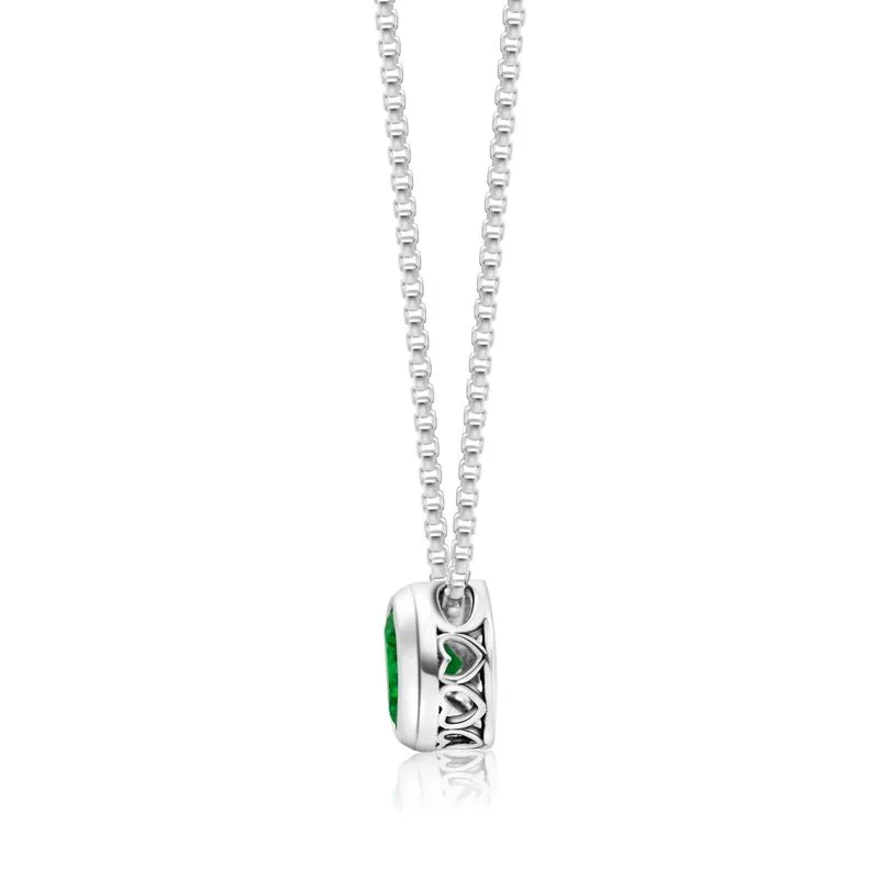 14K Gold Plated Green Cz Pendant Necklace