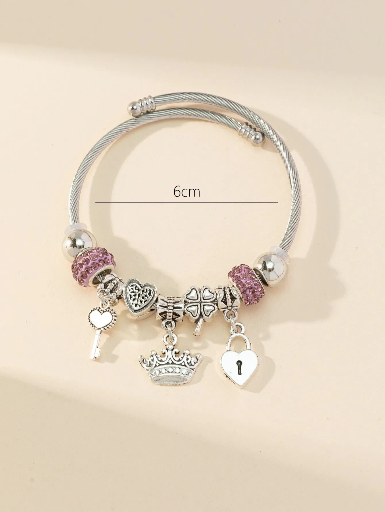 1pc Bohemian Key & Lock Charm Bangle For Women For Vacation