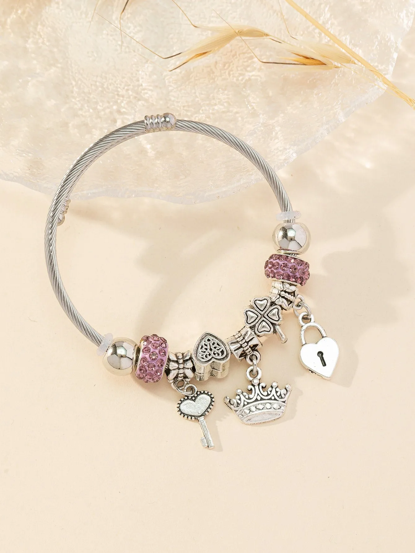 1pc Bohemian Key & Lock Charm Bangle For Women For Vacation