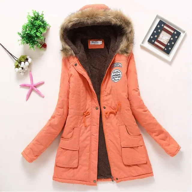 2018 winter jacket women wadded jacket female outerwear slim winter hooded coat long cotton padded fur collar parkas plus size