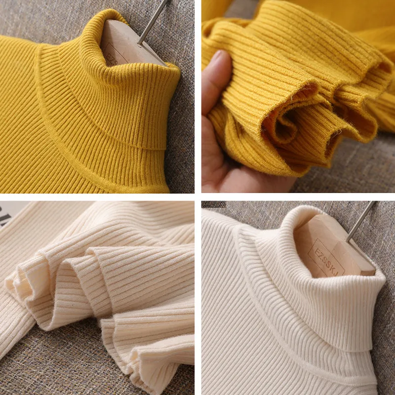 2021 Knitted Women Turtleneck Sweater Pullovers Spring Autumn Basic Women High Neck Sweaters Pullove