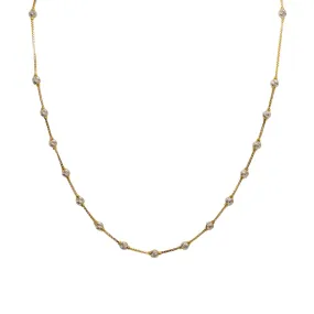 22K Multi Tone Gold Ball Chain W/ Etched White Gold Beads & Box Link Chain