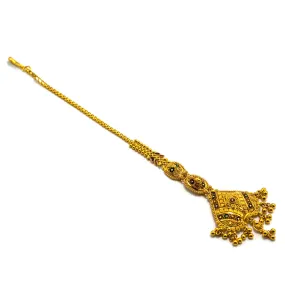 22K Multi Tone Gold Tikka W/ Meenakari Hand Paint & Heart Pendant