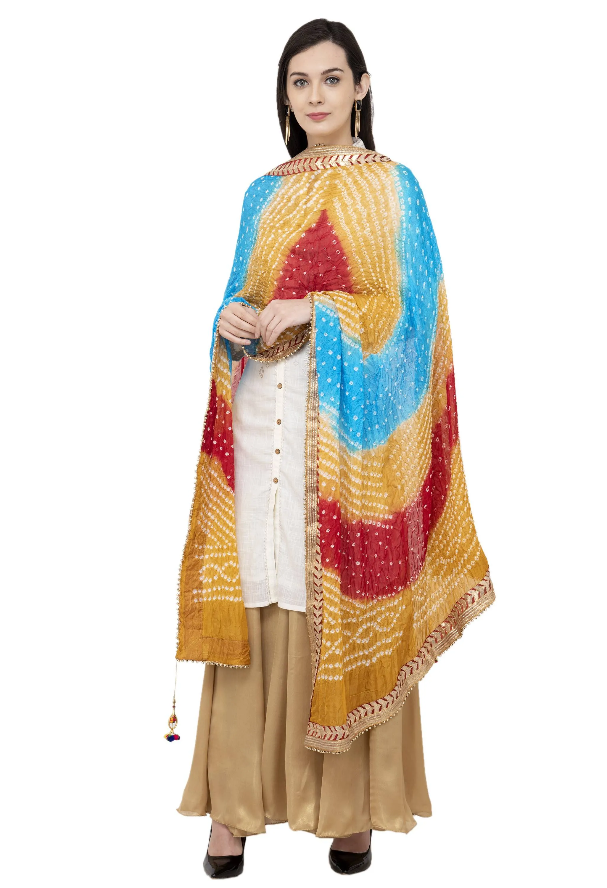 A R SILK Golden Color Fancy Silk Dupattas and Chunnis