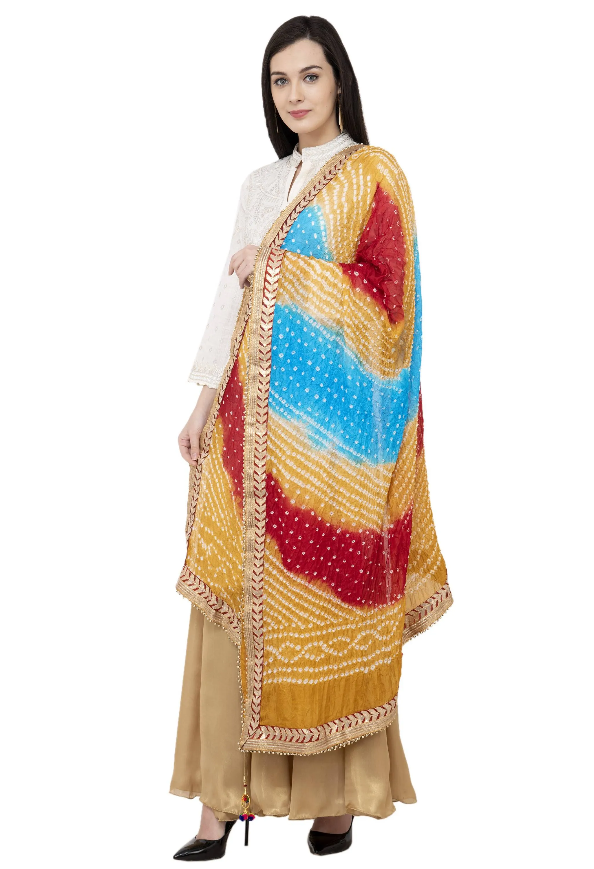 A R SILK Golden Color Fancy Silk Dupattas and Chunnis