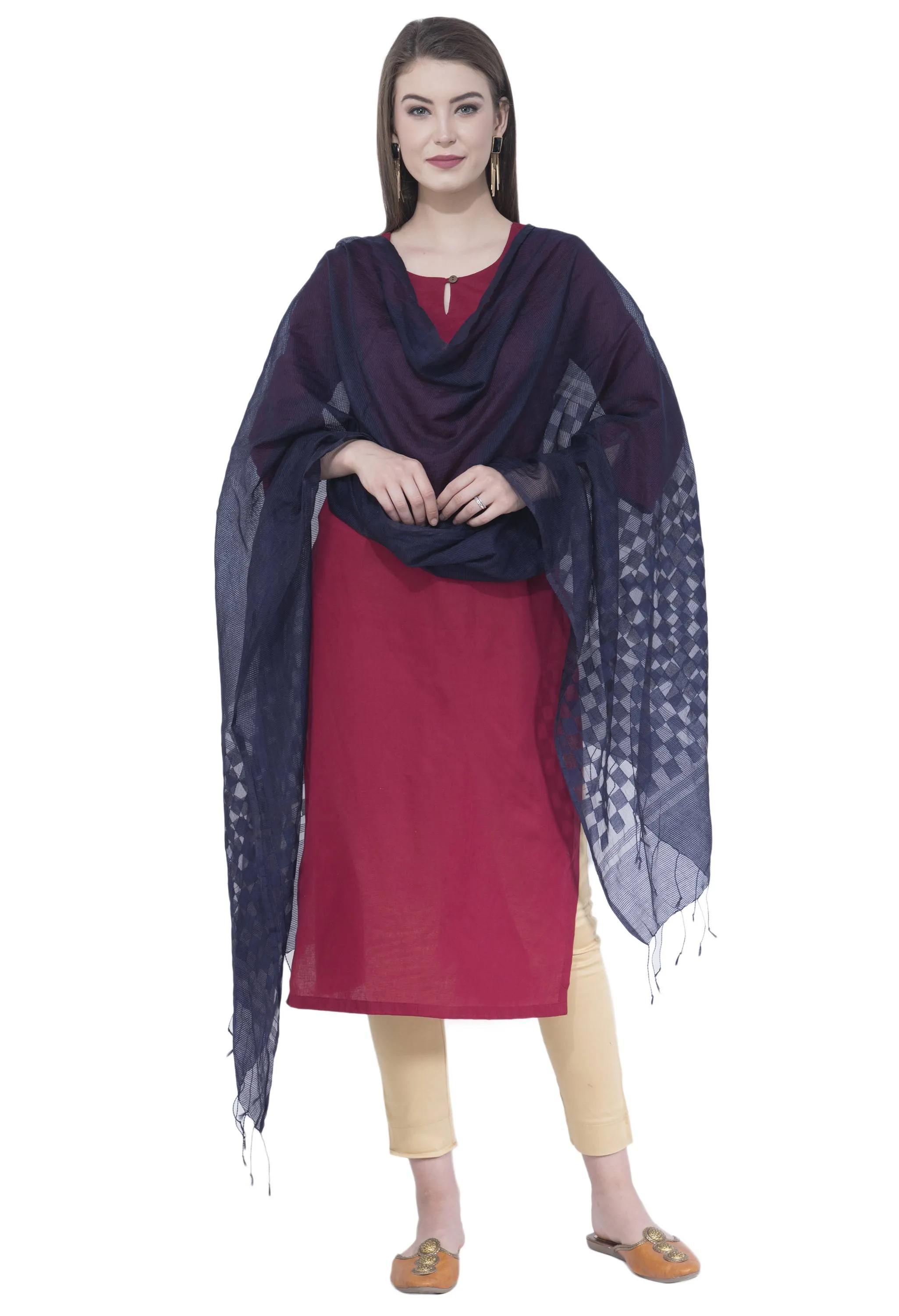 A R SILK Navy Blue Color Buta Cutting Dupattas and Chunnis