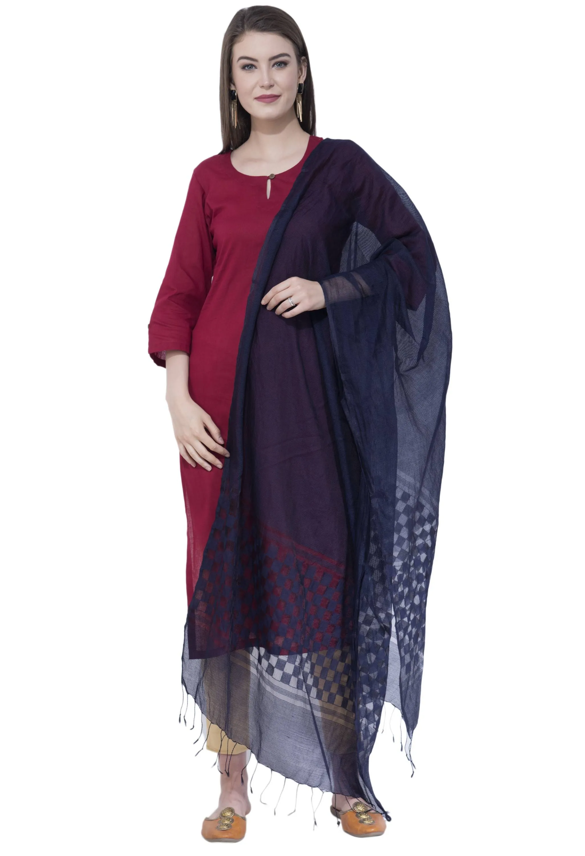 A R SILK Navy Blue Color Buta Cutting Dupattas and Chunnis