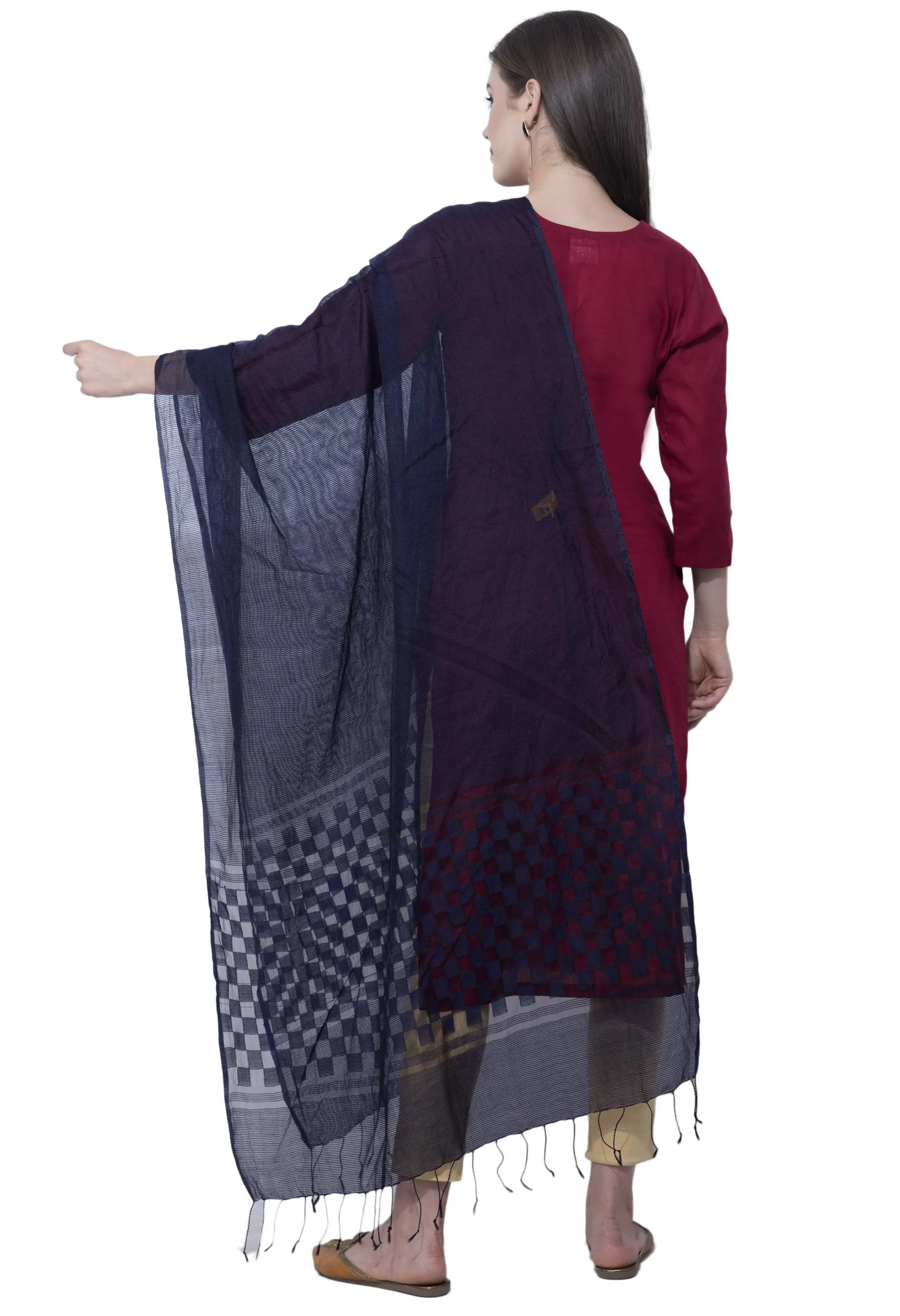 A R SILK Navy Blue Color Buta Cutting Dupattas and Chunnis