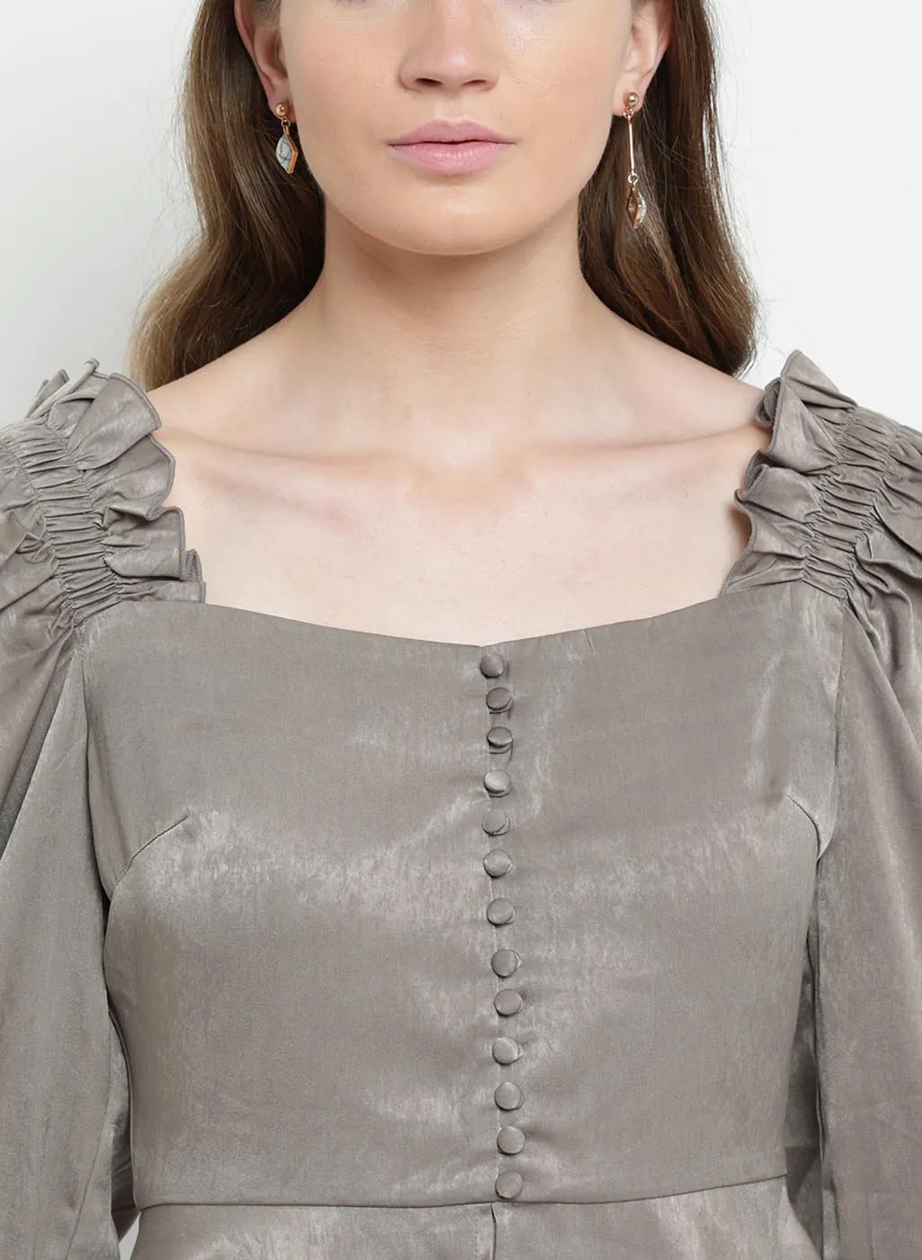 Adriana Beaded Collar Full Sleeve Shirt