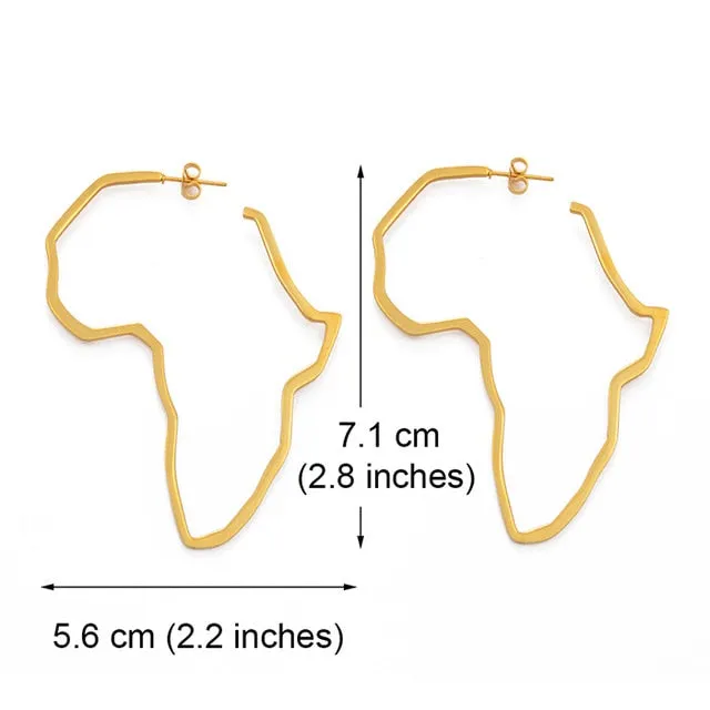 Anniyo African Map Earrings Exaggerate Large Earrings