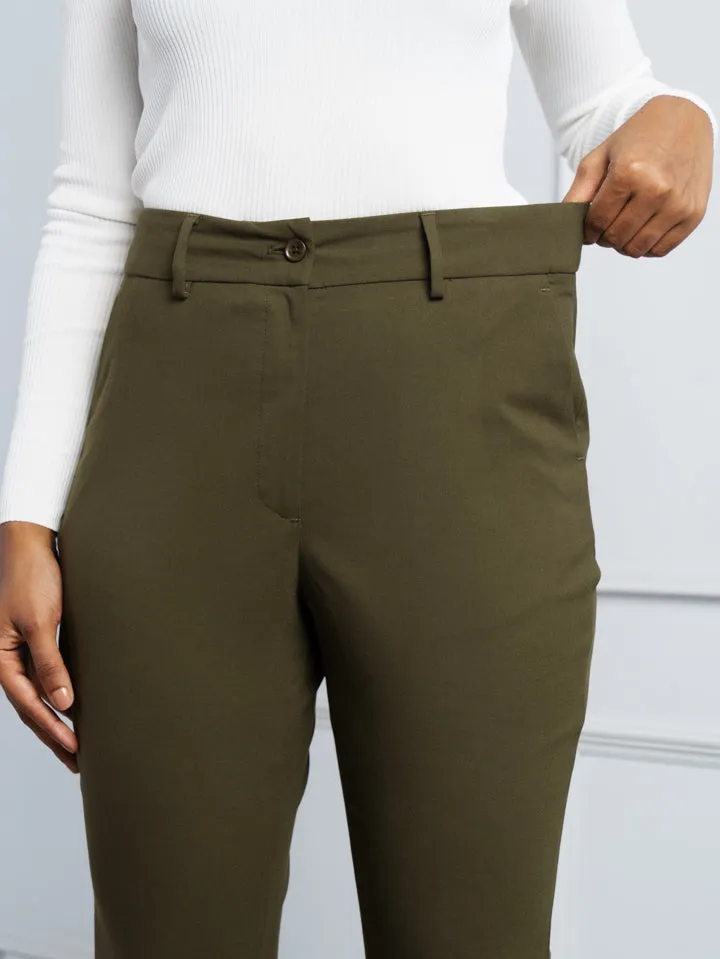 Army Olive Stretch Pants - Women