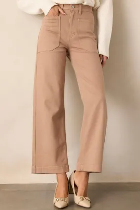 Around The City Tan Wide Leg Jeans