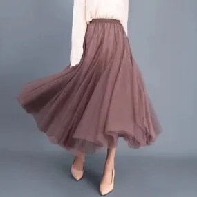 Big swing bouffant ankle-length skirt, high waist slim fairy skirt, net gauze skirt A-line skirt    S2550