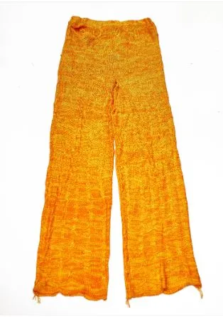 Bloke Orange Marl Knit Trousers with coconut shell buttons