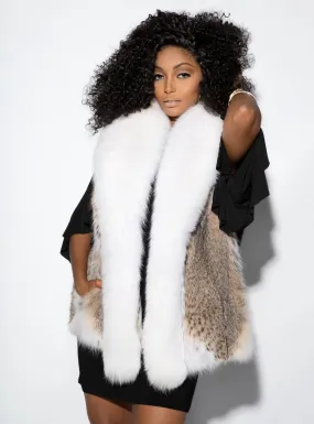 Bobcat Fur Vest with Shadow Fox Fur Tuxedo Collar