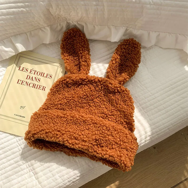 Bunny Ears Lambswool Beanie Hat