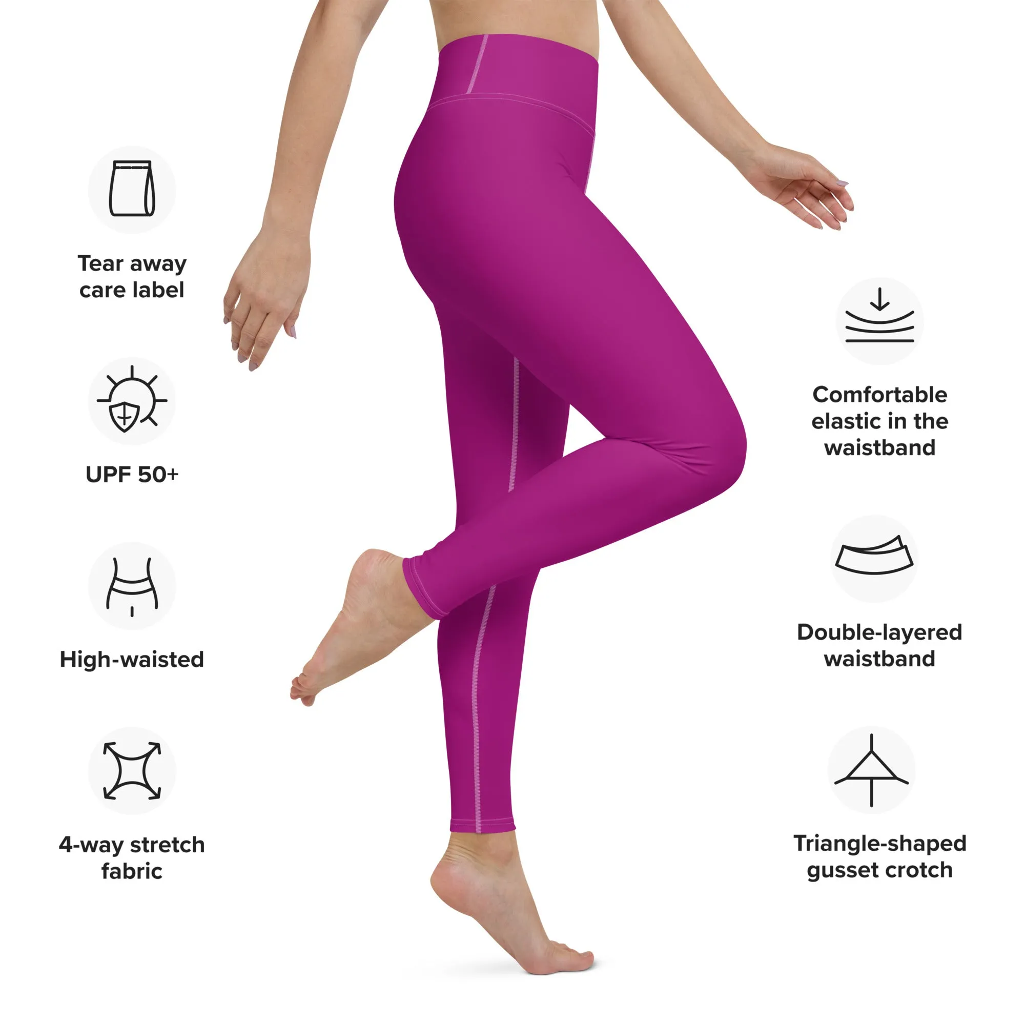 City Vibes: Solid Color Yoga Pants Leggings for Women - Fresh Eggplant