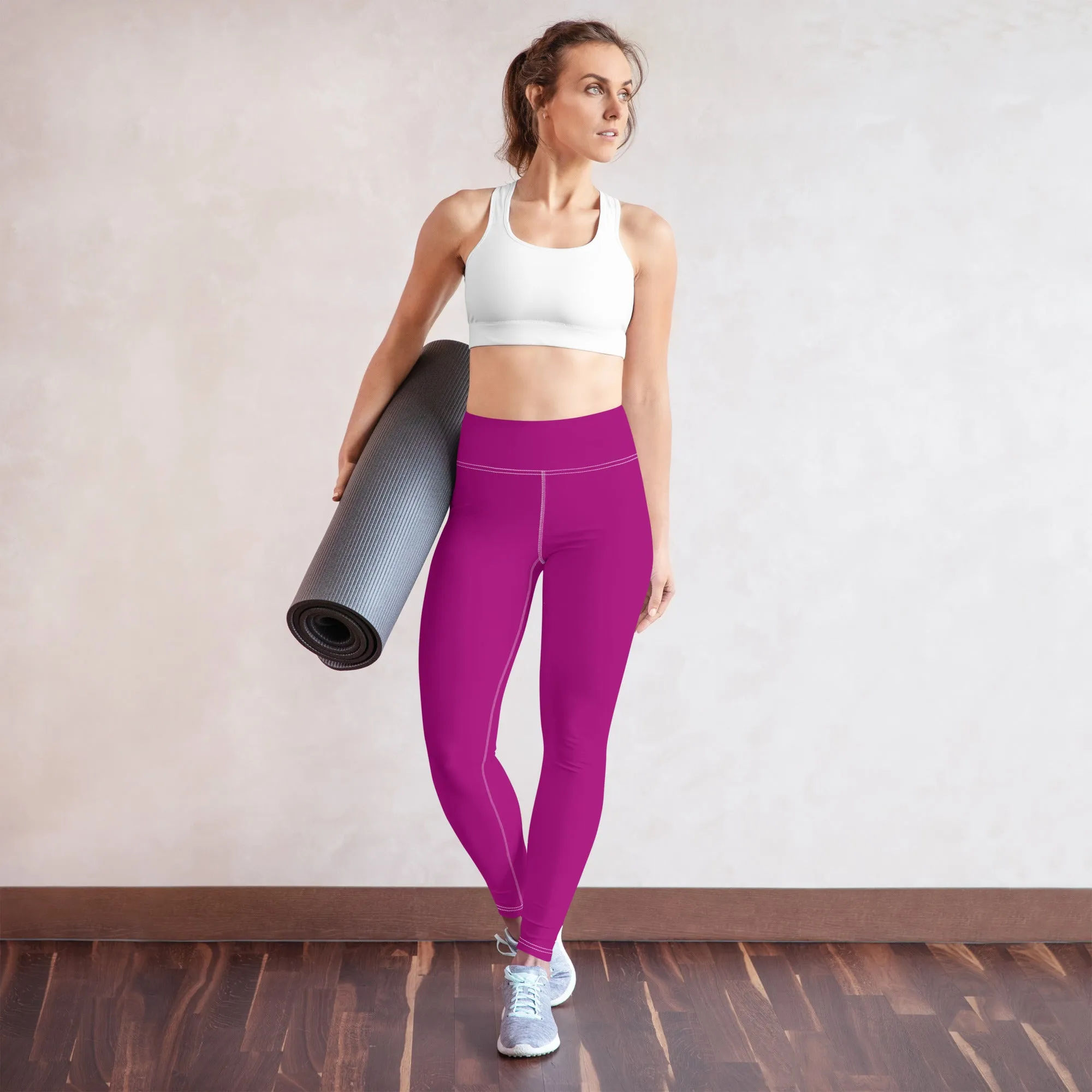 City Vibes: Solid Color Yoga Pants Leggings for Women - Fresh Eggplant