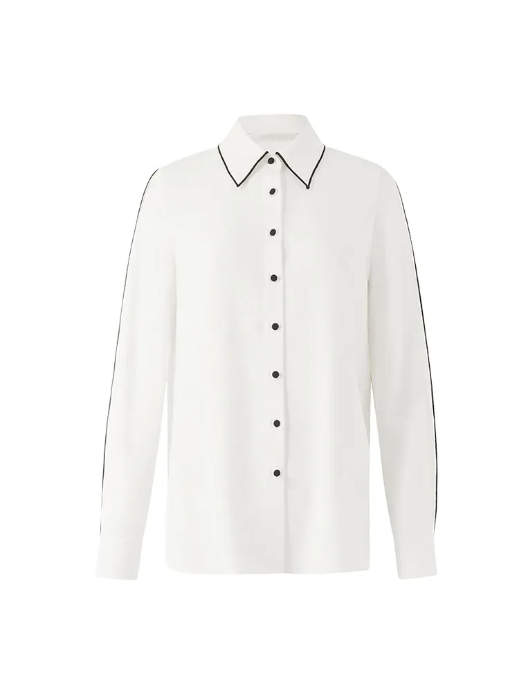 Contrast Trim Commute Women Shirt