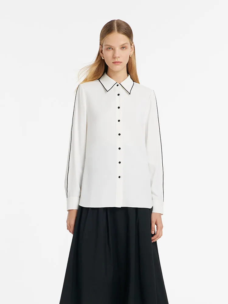 Contrast Trim Commute Women Shirt