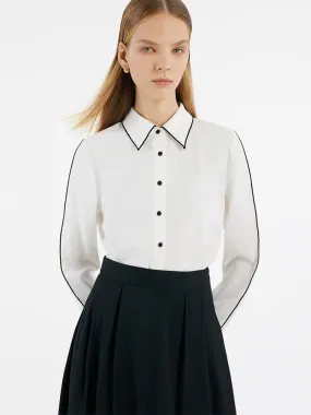 Contrast Trim Commute Women Shirt