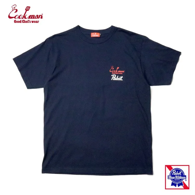 Cookman T-shirts - Pabst Ribbon Checker : Navy