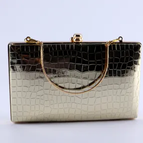 Crocodile Clutch Bag Golden Shiny Evening Bag