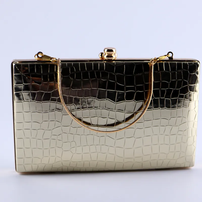 Crocodile Clutch Bag Golden Shiny Evening Bag