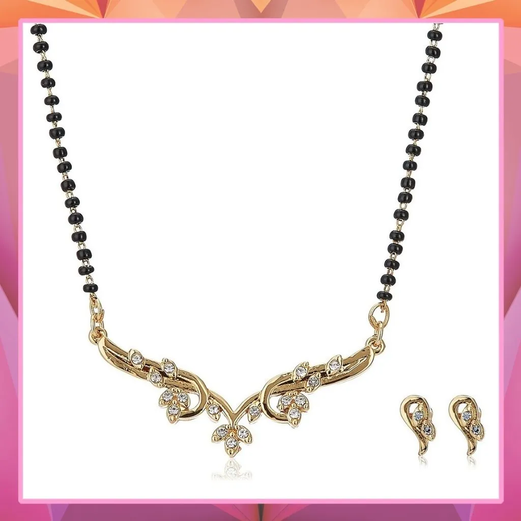 Estele 24 Kt Gold Plated Floral Mangalsutra Necklace Set