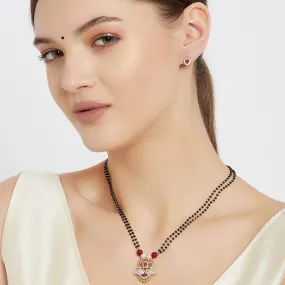 Estele 24 KT gold plated Ruby and American Diamond Swan Mangalsutra Set for Women