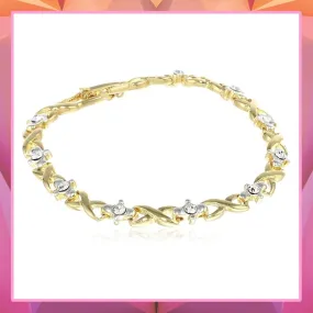 Estele Gold Plate Bracelet with Fancy Austrian Crystals for women