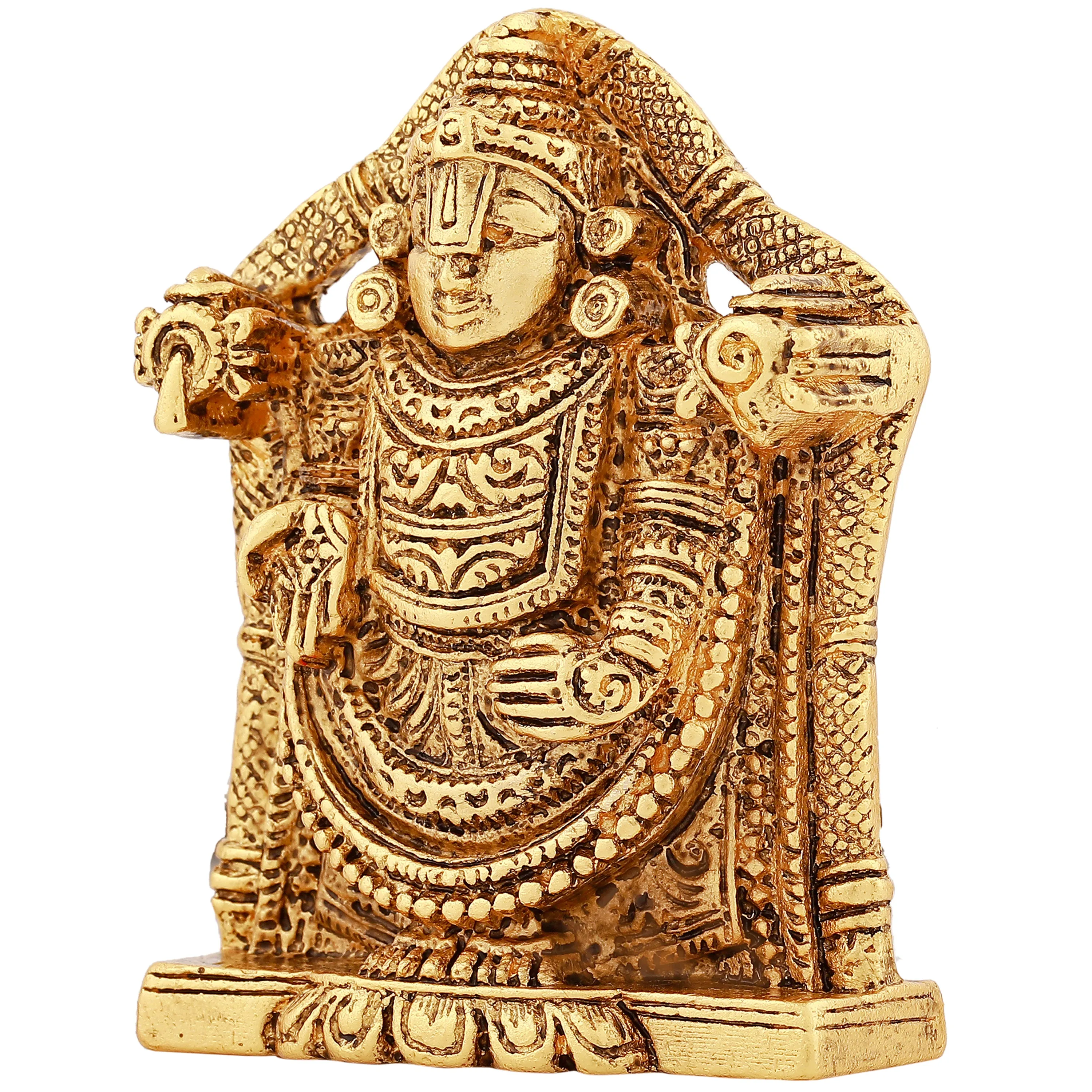 Estele Gold Plated Antique Lord Tirupati Balaji Idol Showpiece for Pooja Mandir/ Home Decorative