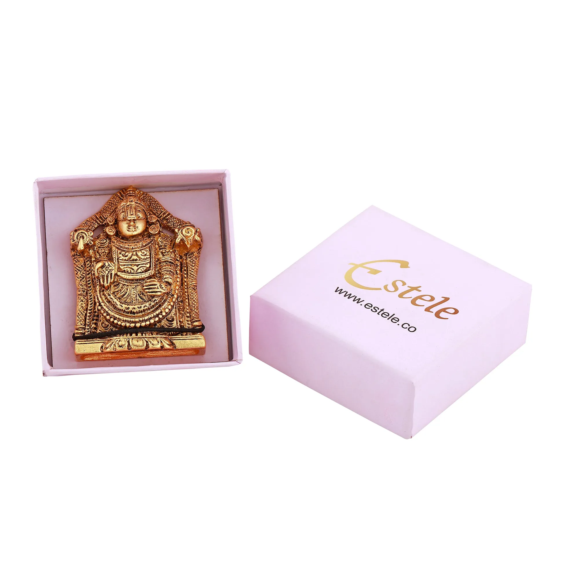 Estele Gold Plated Antique Lord Tirupati Balaji Idol Showpiece for Pooja Mandir/ Home Decorative