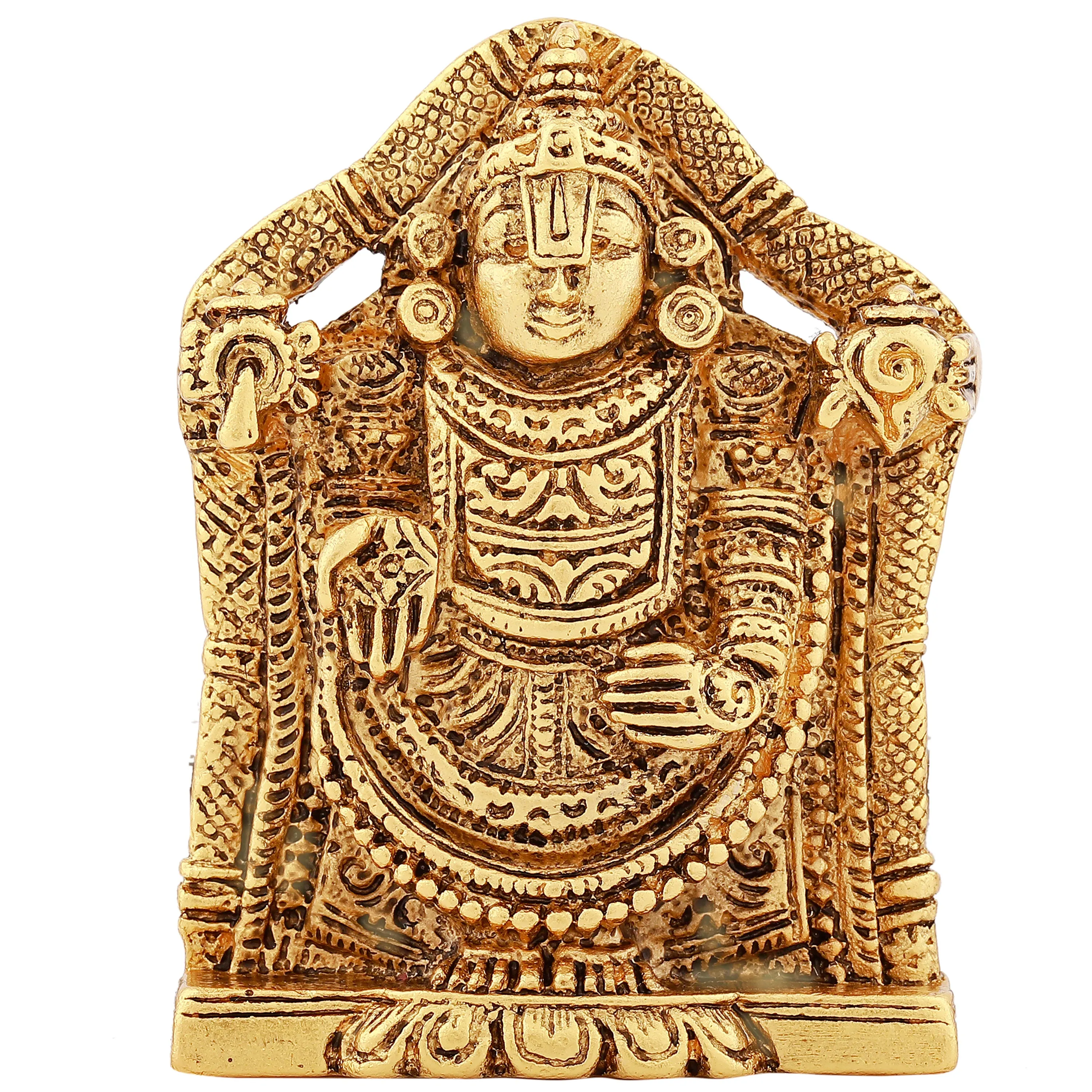 Estele Gold Plated Antique Lord Tirupati Balaji Idol Showpiece for Pooja Mandir/ Home Decorative