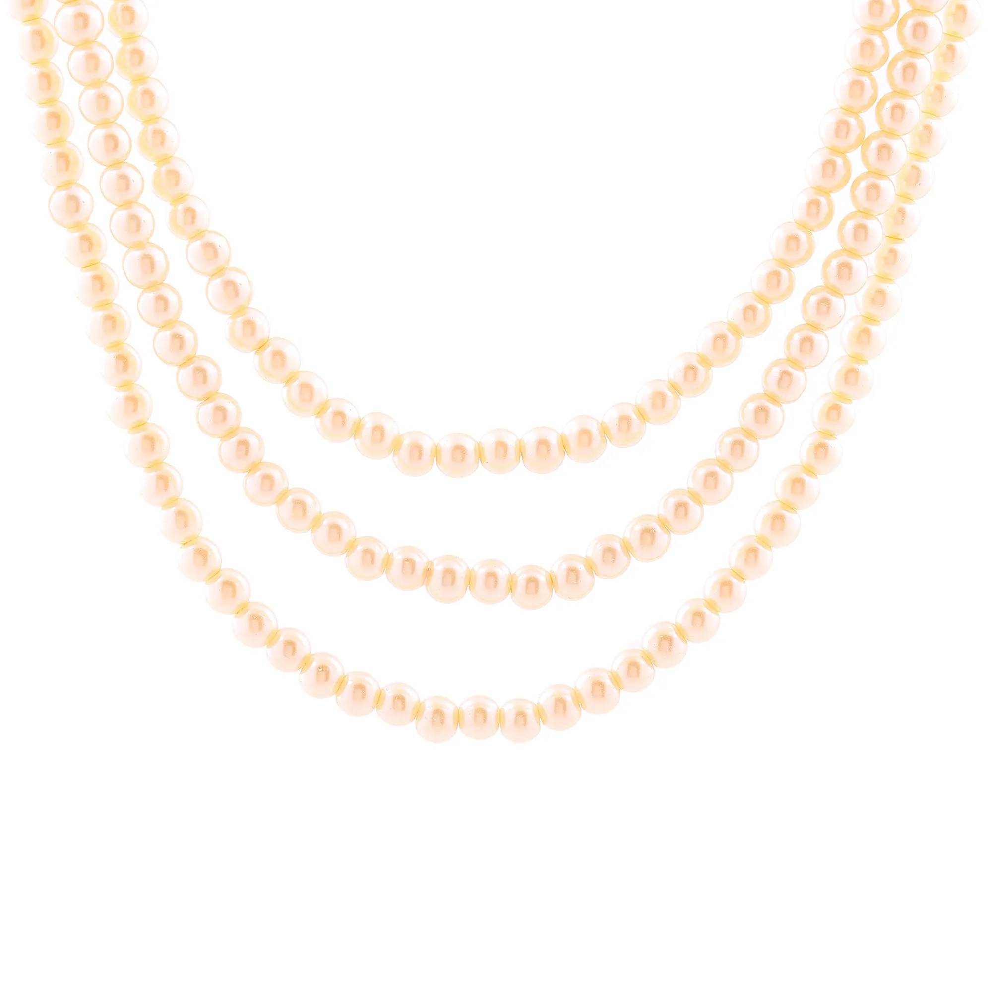 Estele Gold Plated Creamy pearl three layered necklace for women