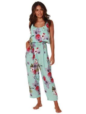 Flounced top jumpsuit in a bright floral print