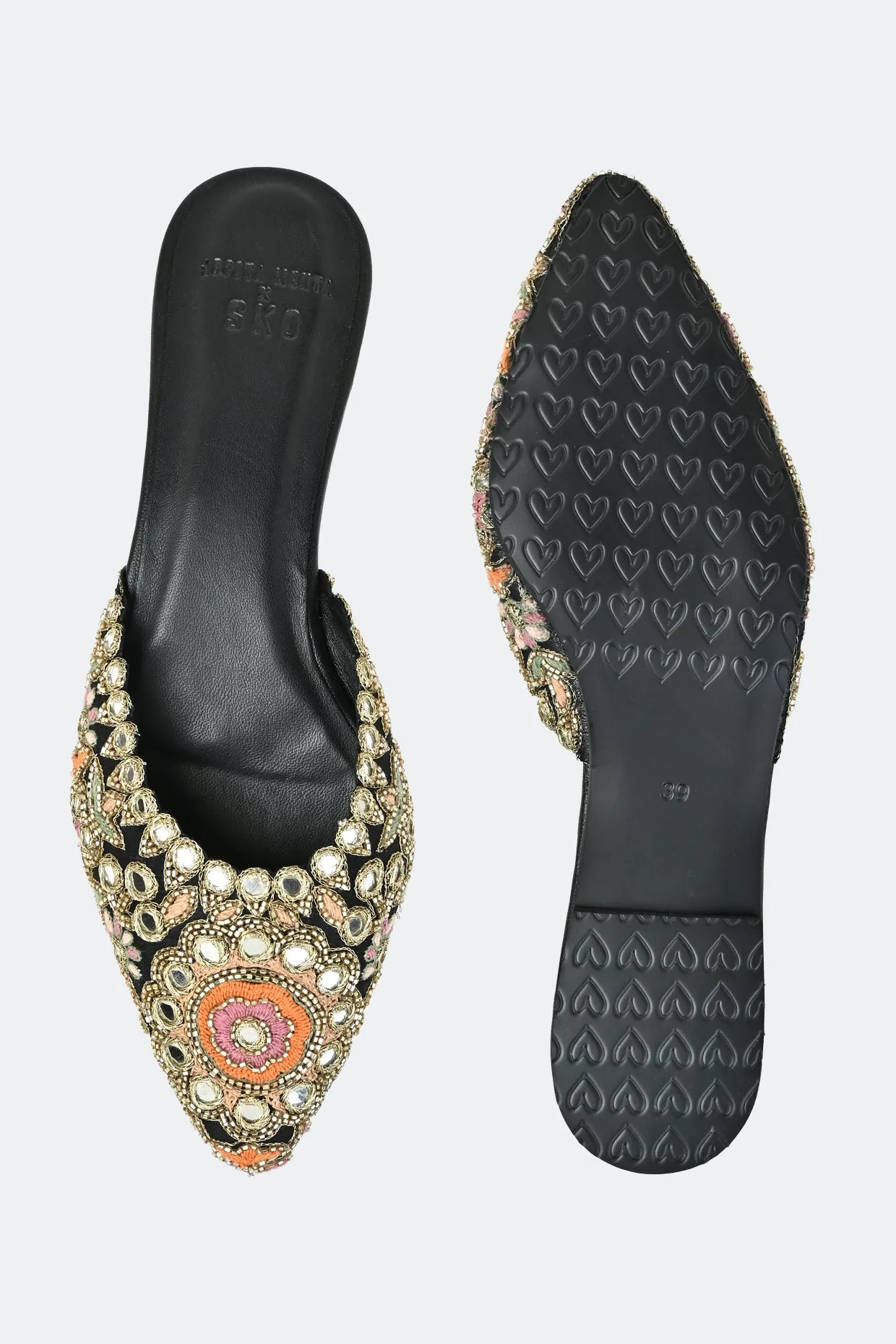 Glimmering Floral Mules For Women