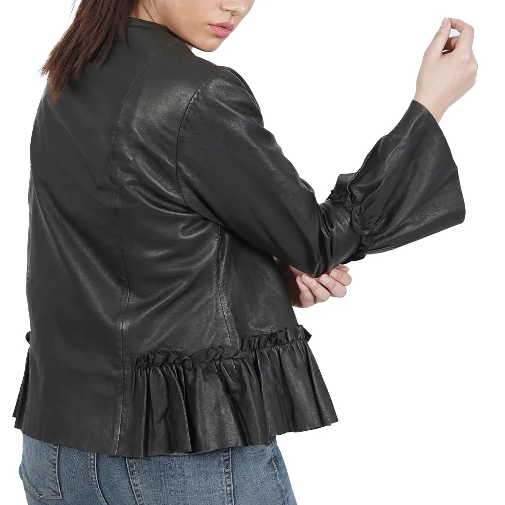 Grisella Classic Black Leather Jacket