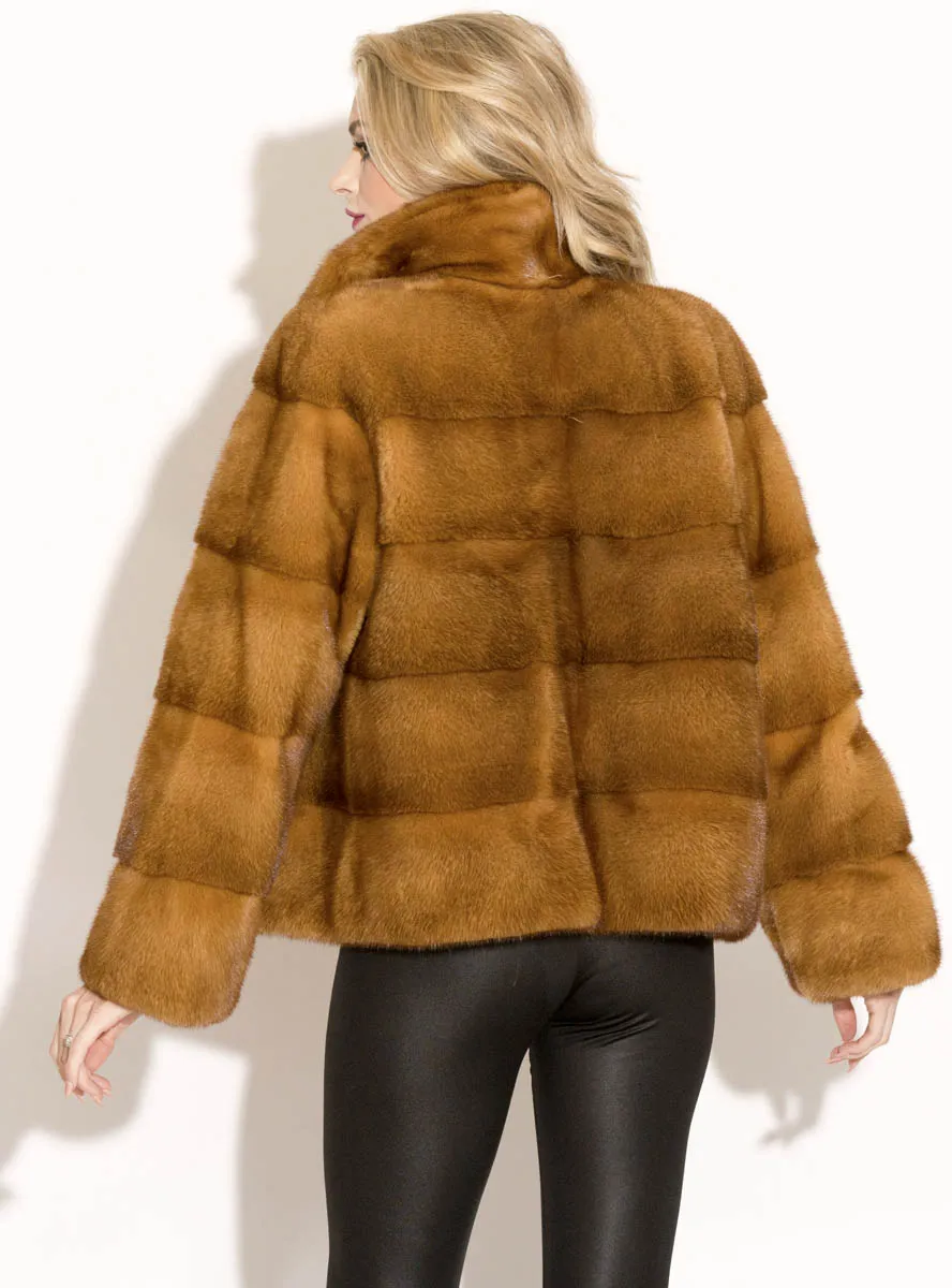 Horizontal Mink Fur Jacket