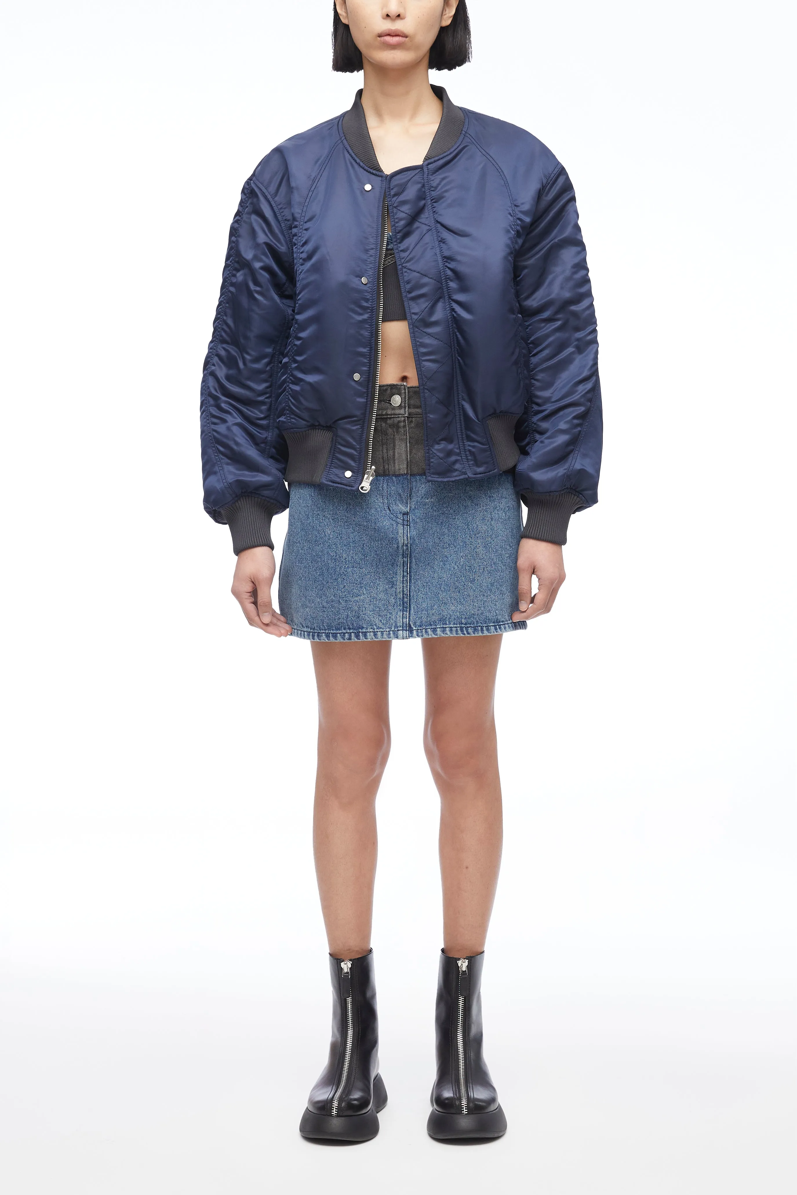 Multi-Toned Denim Reversible Bomber Jacket