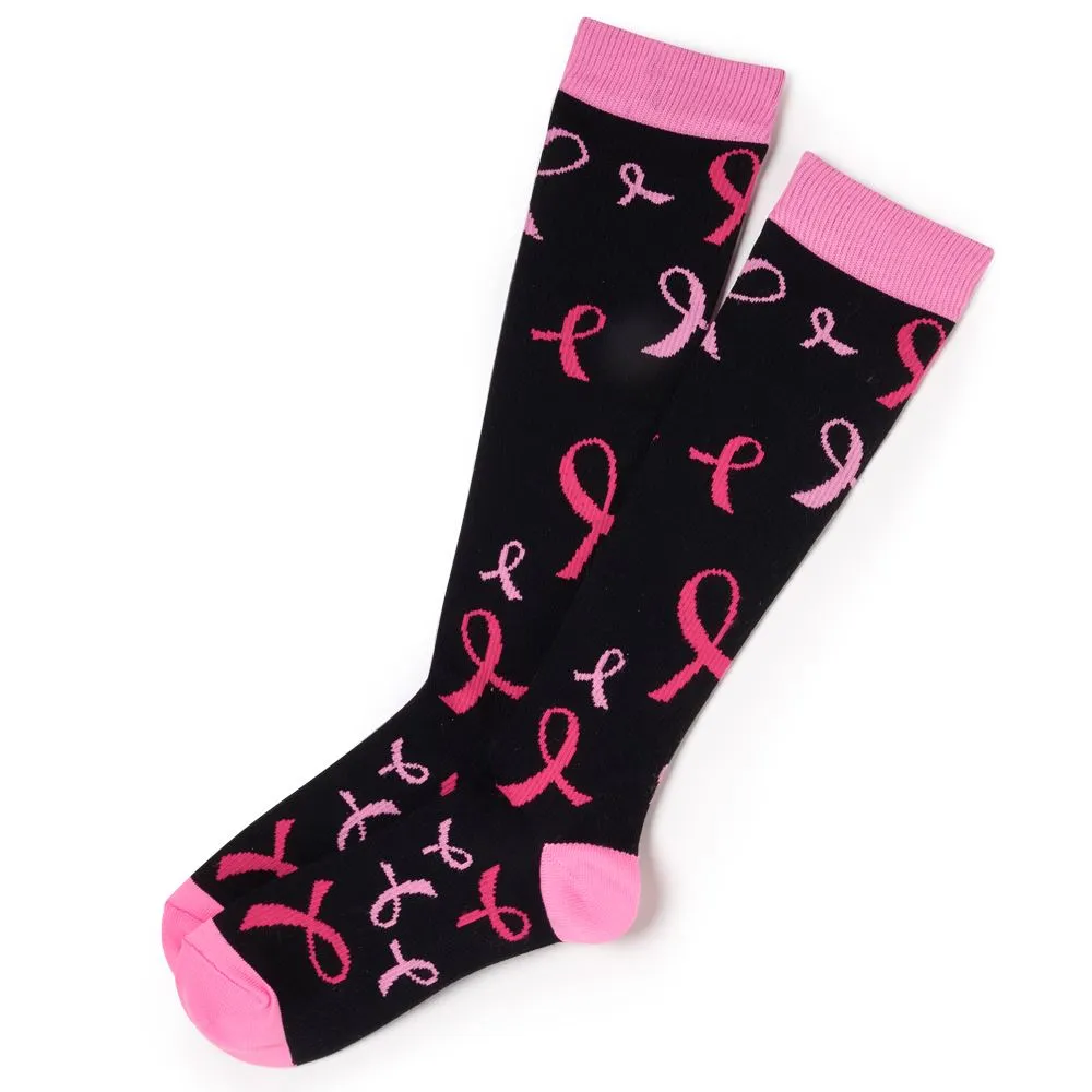 Pink Ribbon Compression Socks