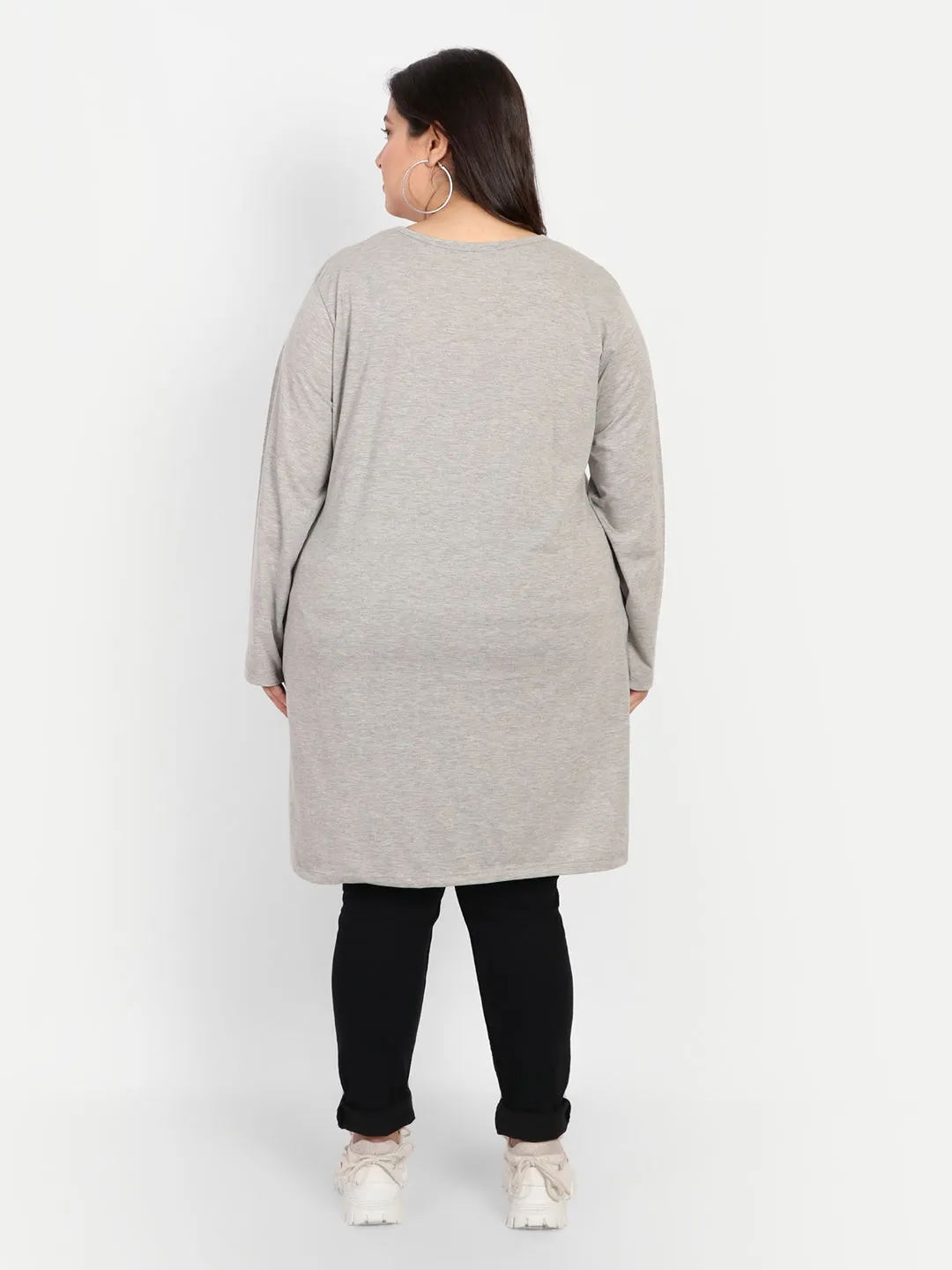 Plus Size Cotton Long Tops for Women Full Sleeves - Pack of 2 (Wine & Grey)