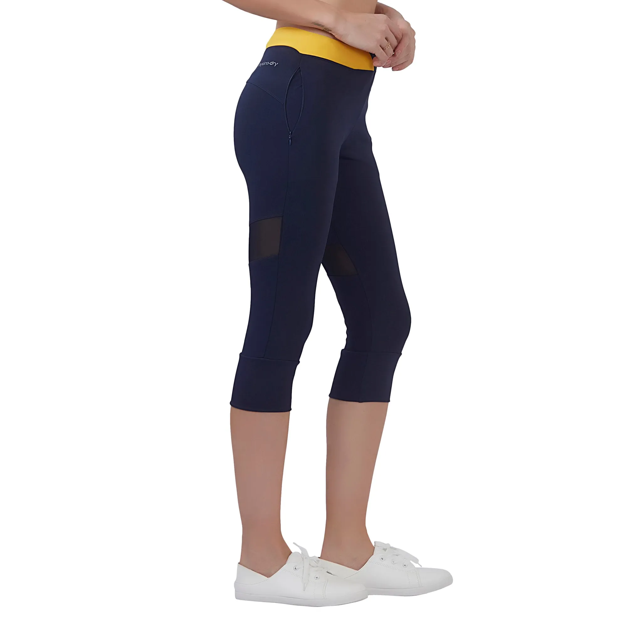 Power Double (Dual Pocket) Women 3/4TH LEGGING (High Rise Waistband with hydro-dry Tech)