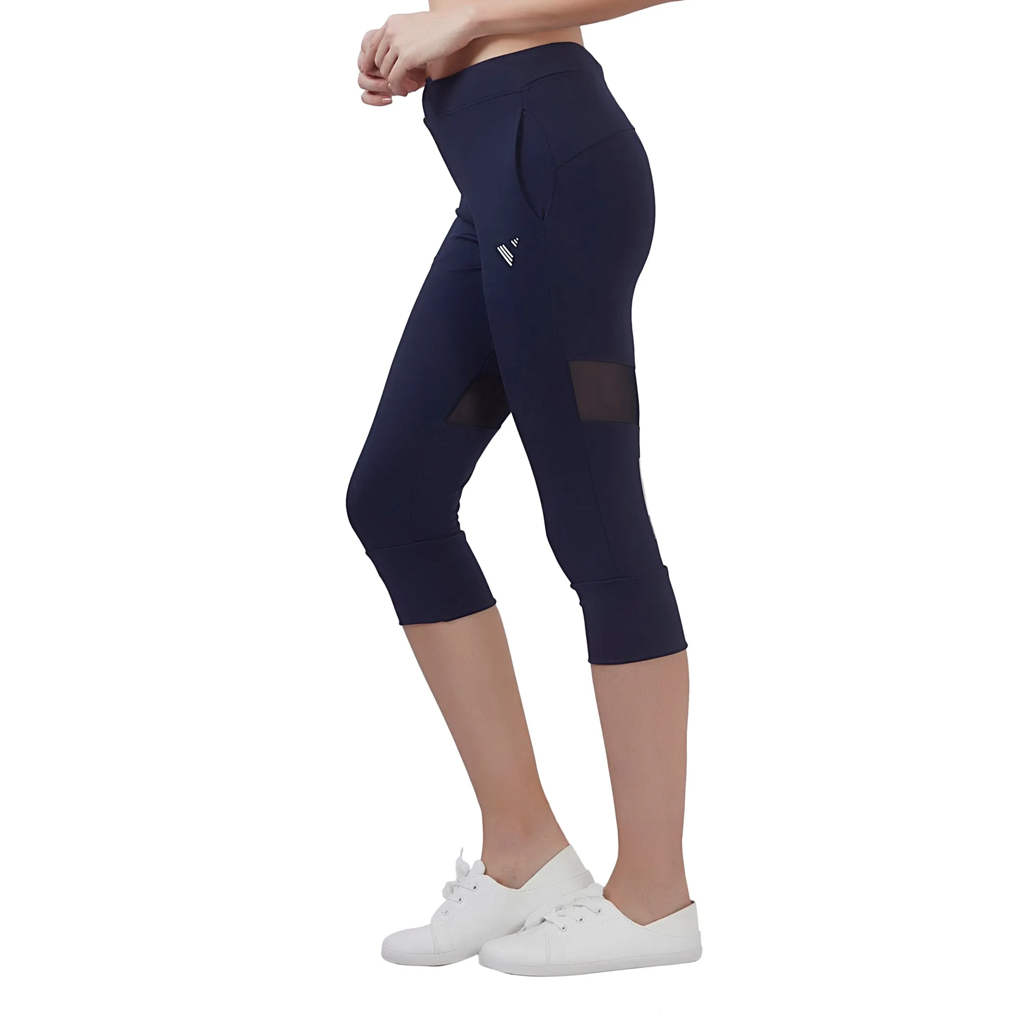 Power Double (Dual Pocket) Women 3/4TH LEGGING (High Rise Waistband with hydro-dry Tech)