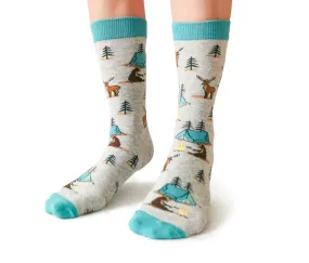 "Camping Queen" Cotton Crew Socks by Uptown Sox - Medium