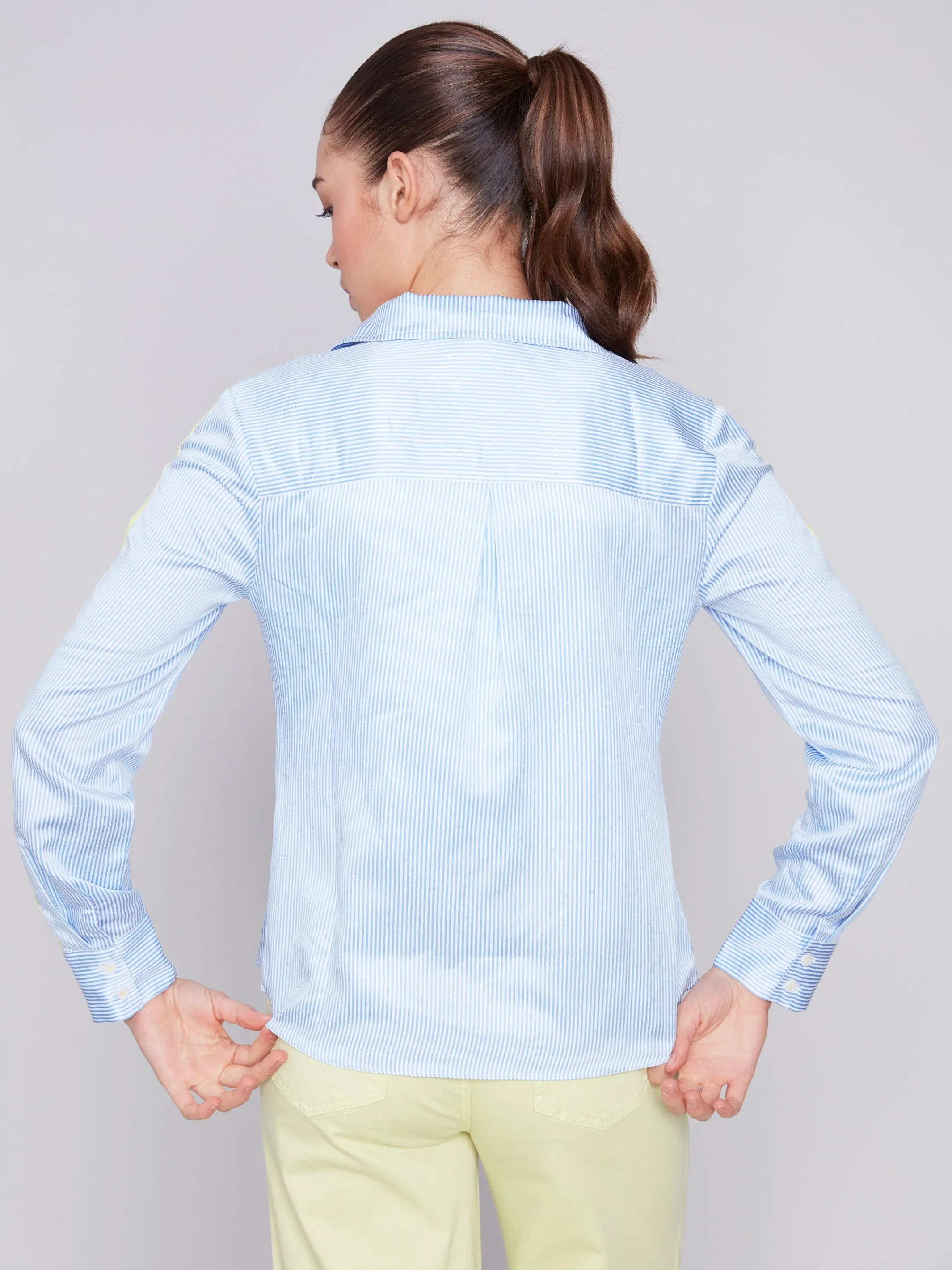 Striped Poplin Shirt - Sky