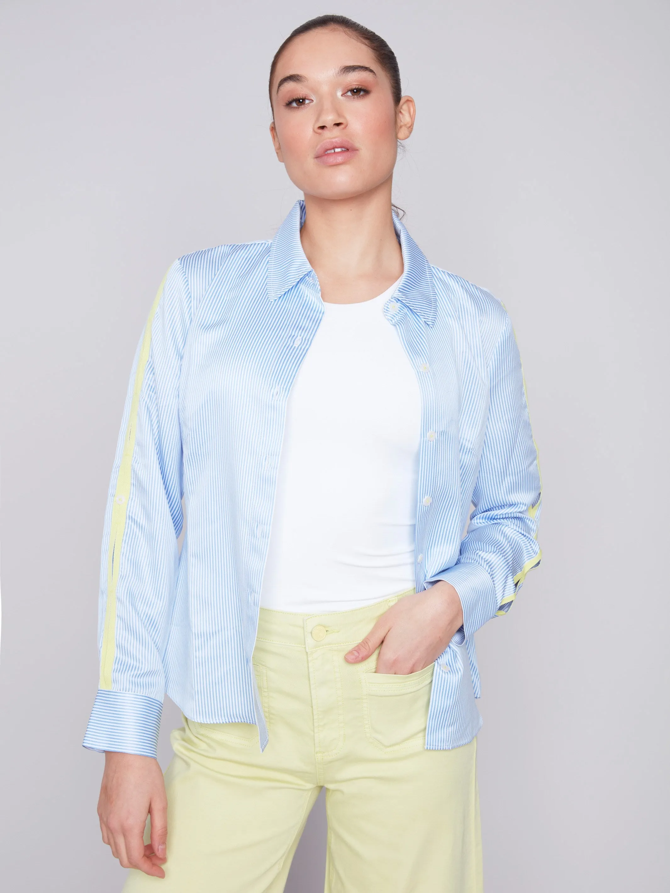 Striped Poplin Shirt - Sky