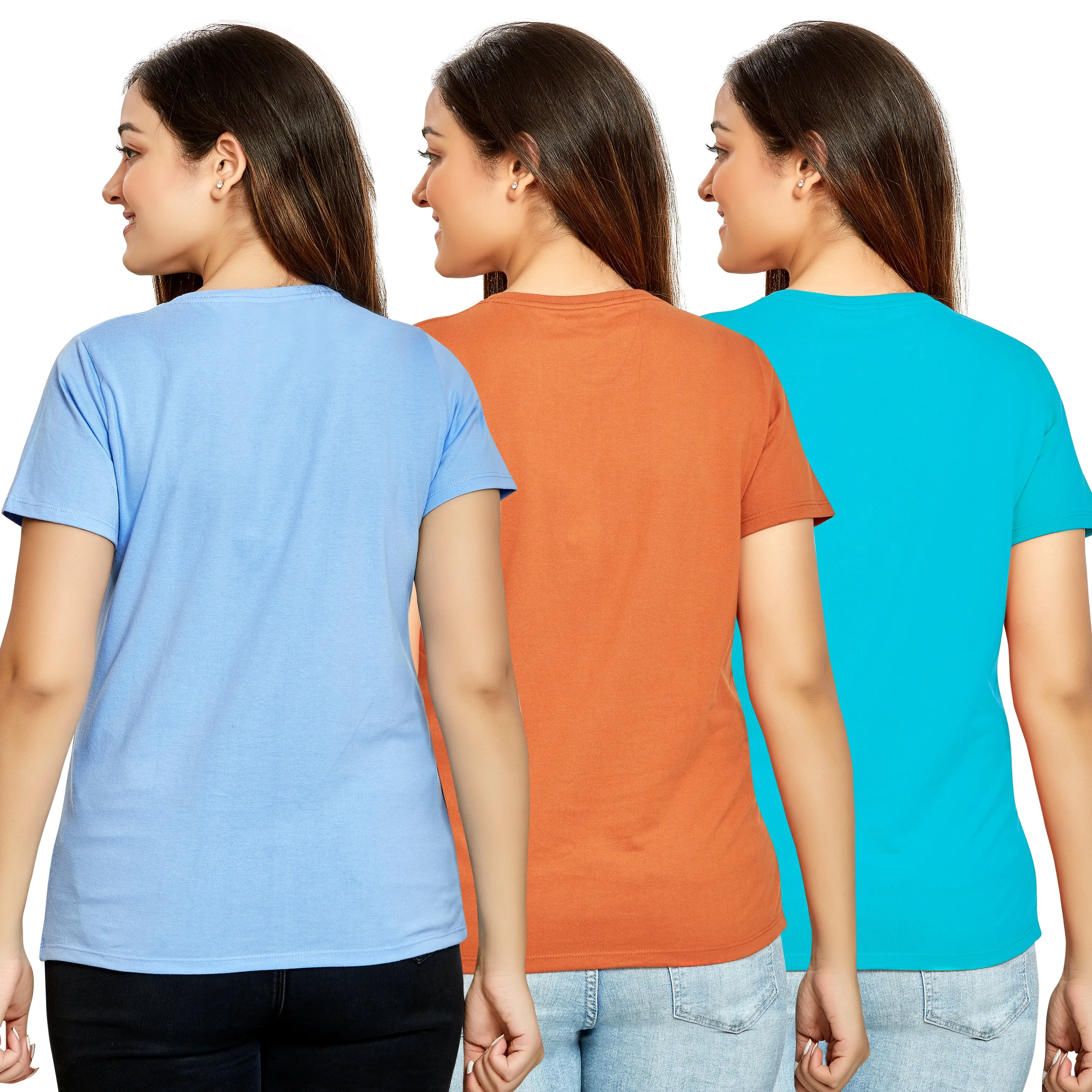 WOMEN 3 PIECE PACK CREW NECK TSHIRT