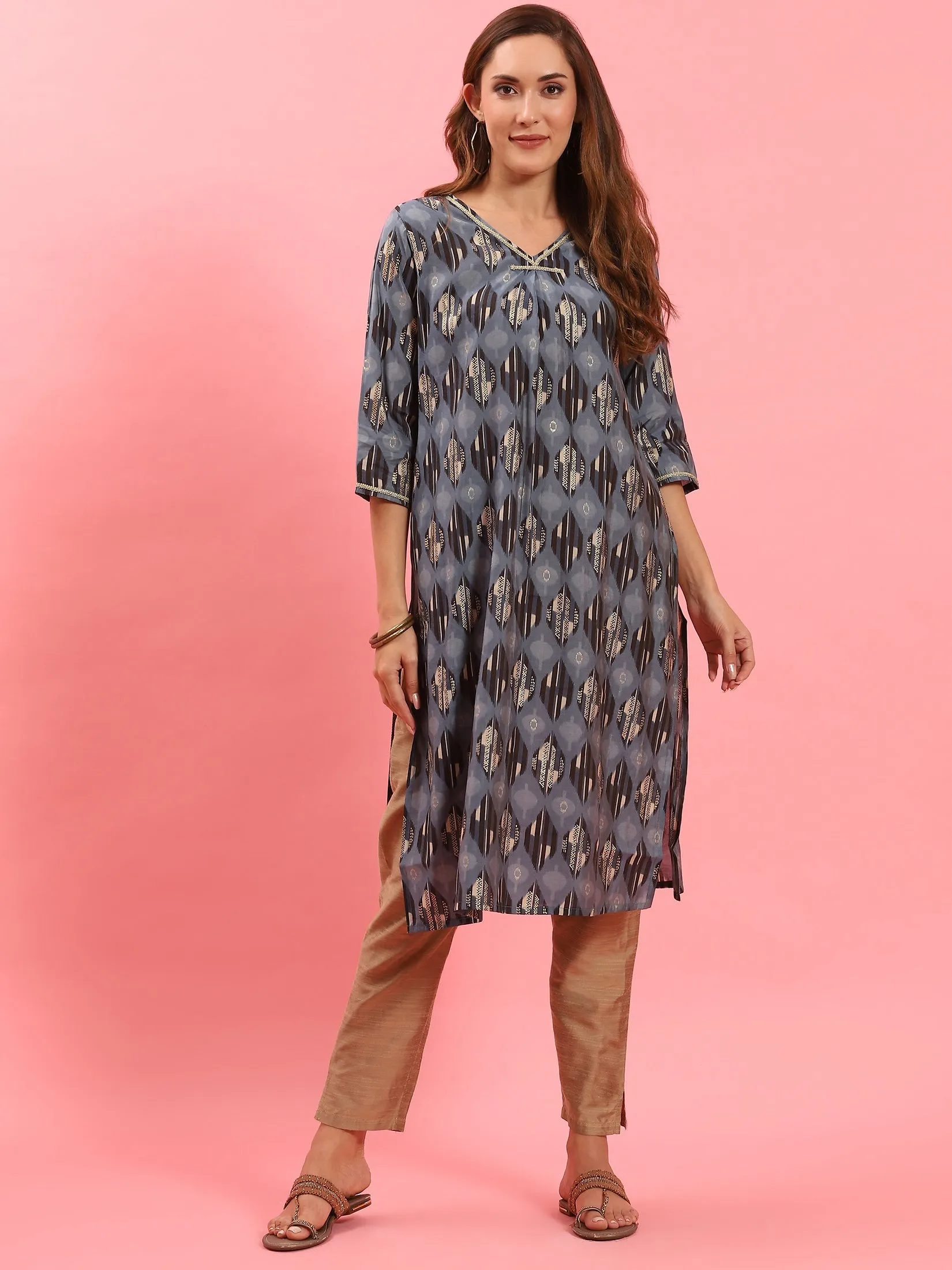 Women Blue Abstract Printed Kurta