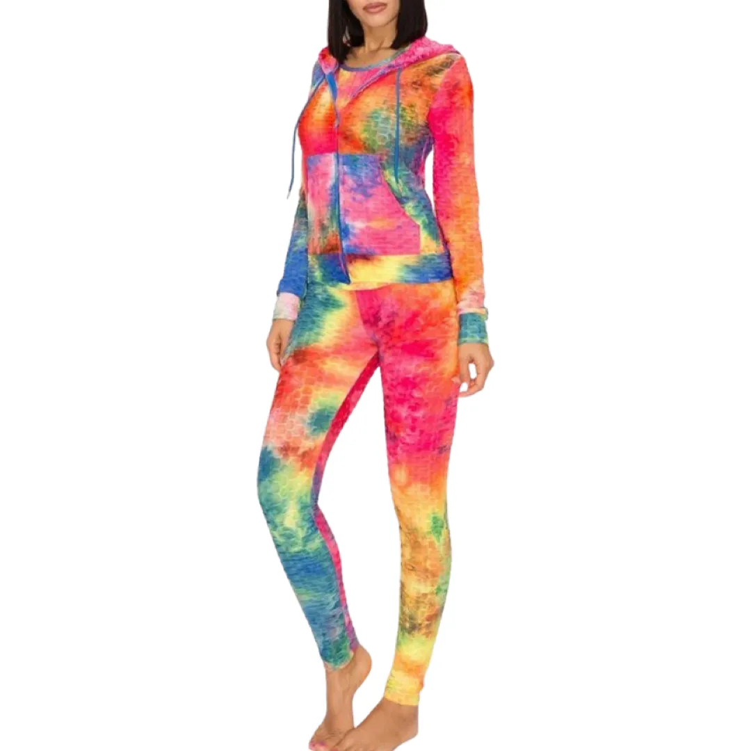 WOMEN TYE DYE BUBBLER RAZER BACK 3 PIECE SET